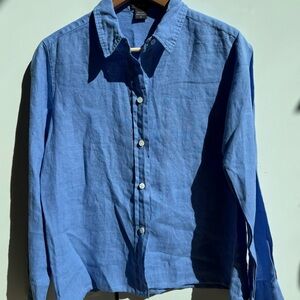 Pure Amici 100% Linen Button-Down Shirt — Size S